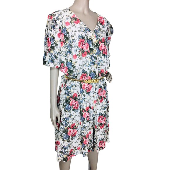 Vintage 80s Cottagecore Romantic Floral Rose Boho Romper Shorts Size OSFM - Picture 1 of 11